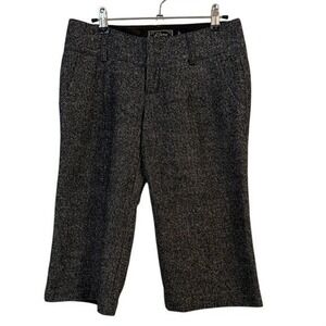Guess Tweed Herringbone Capri Pants Black White Women Size 26 Tailored Cropped